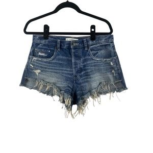 Abercrombie & Fitch Women's  Distressed Denim Blue Jean Cutoff Shorts Size 8, 29
